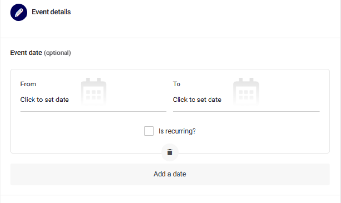 Image of how to add event dates and times to Event Listings